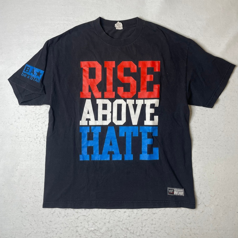 John Cena WWE Authentic Wear Rise Above Hate Hustle Loyalty Respect T Shirt XL‎